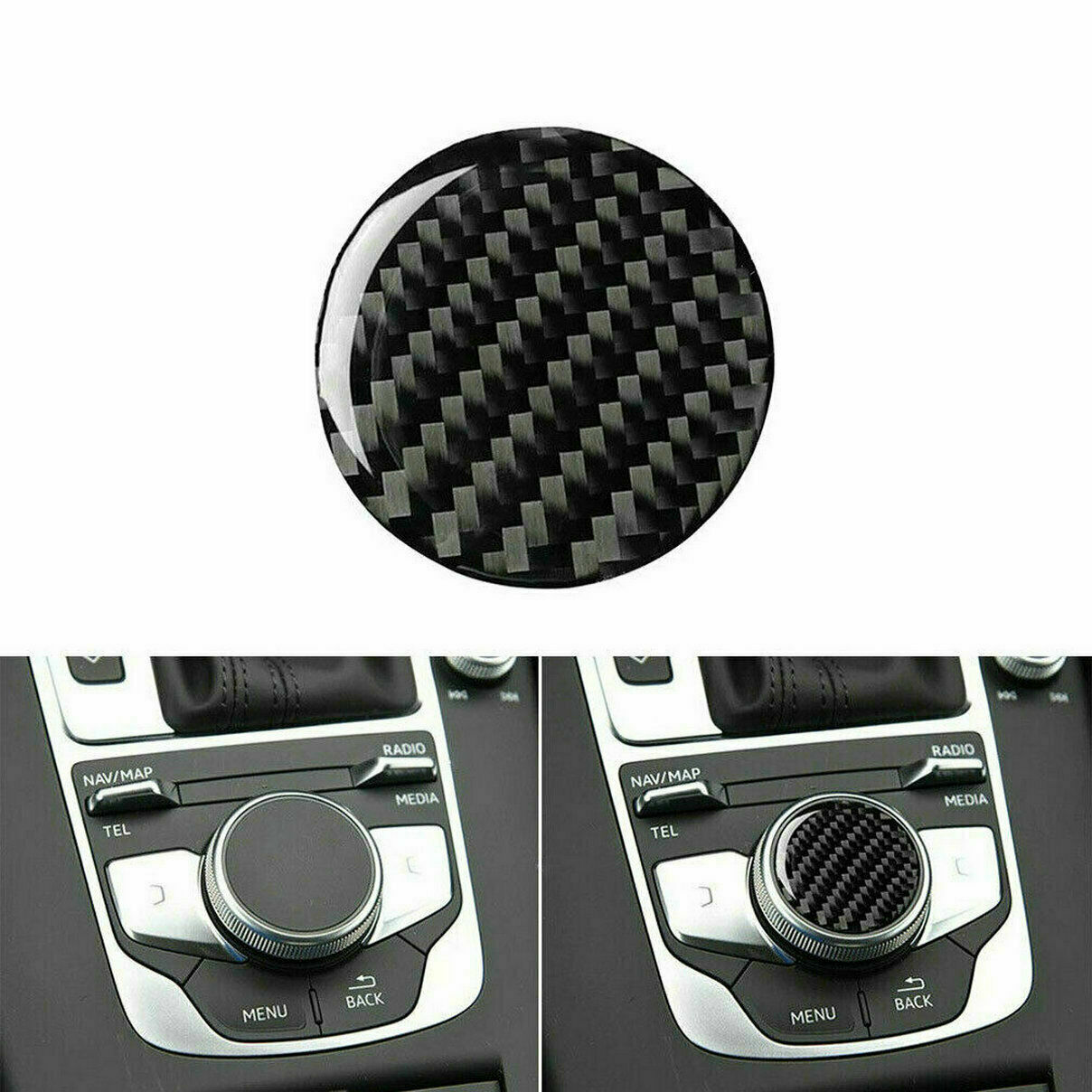 For 2014-2018 Audi A3 8V Real Carbon Fiber Auto Center Console Knob Trim Cover