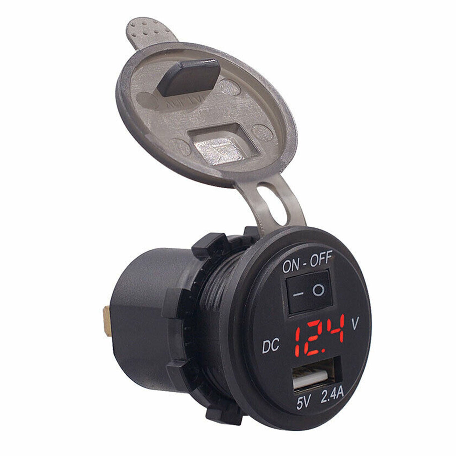 DC 12V / 24V Waterproof Car Power Socket USB Charger Socket with Switch LED