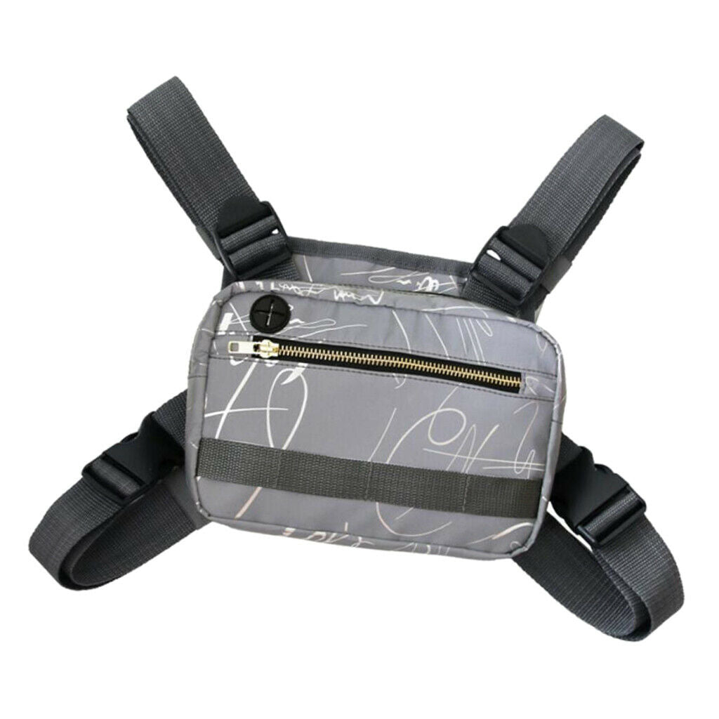 Waterproof Oxford Chest Bag Phone Water Bottle Holder Pouch Adjustable Gym Gray