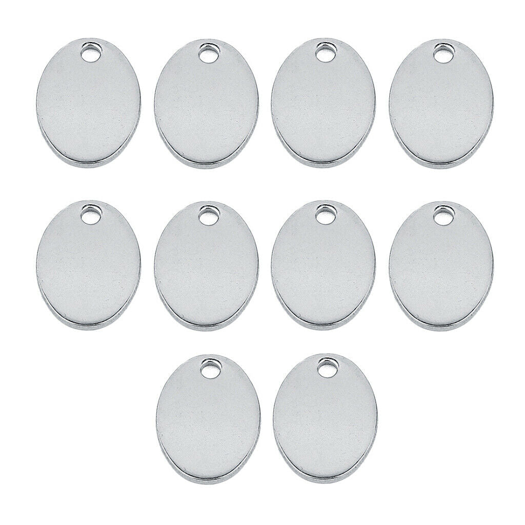 10pcs Oval Blank Stamping Tags Pendant Charms for Jewelry Making Bracelet