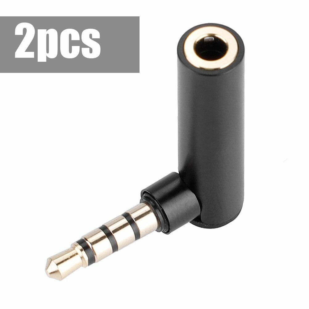 2PCS 3.5mm Male to Female Right Angle 90 Degree  Audio Adapter Jack Black New
