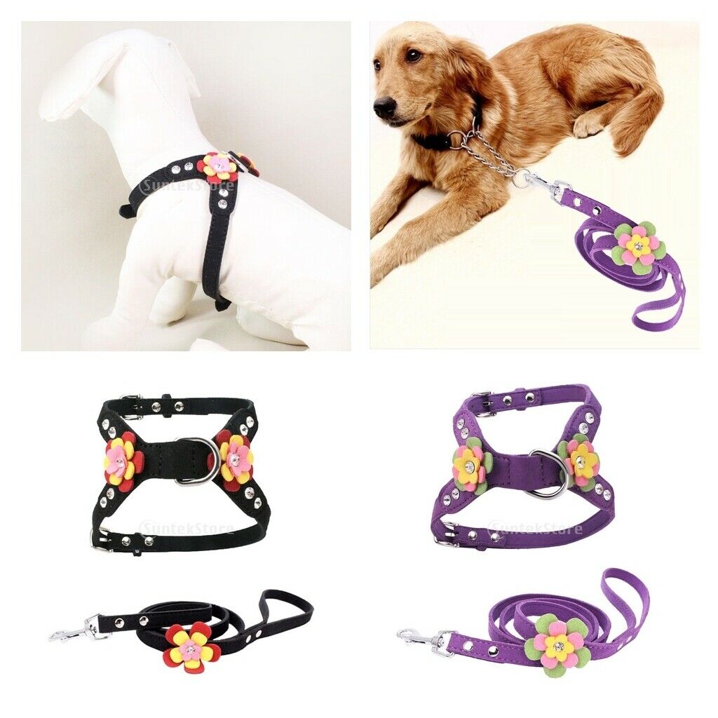 Adjustable Pet Puppy Flower Lead Leash Traction Rope For Dog Black M