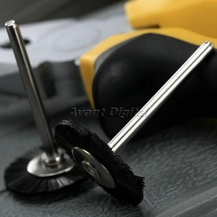 5x 25mm Nylon Bristle Flat Wheel Wire Brush 1/8" Shank Grinder Power Rotary Tool