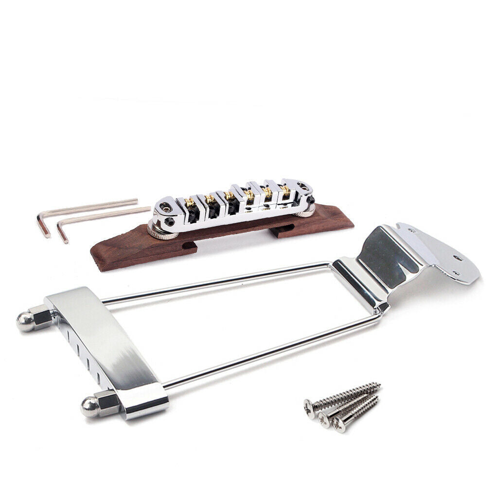 1 Set 6 String Archtop Jazz Guitar Bridge Tailpiece  for Jazz Guitar  Chrome