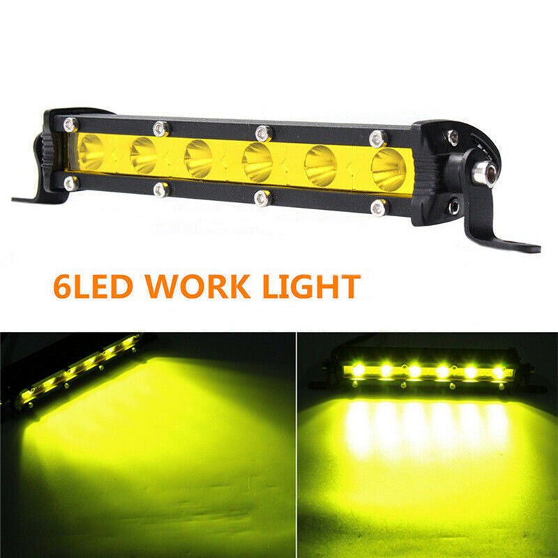 7" 18W LED Work Light Bar Spot Suv ATV Boat Driving Lamp 4WD Offroad Yel NTBD