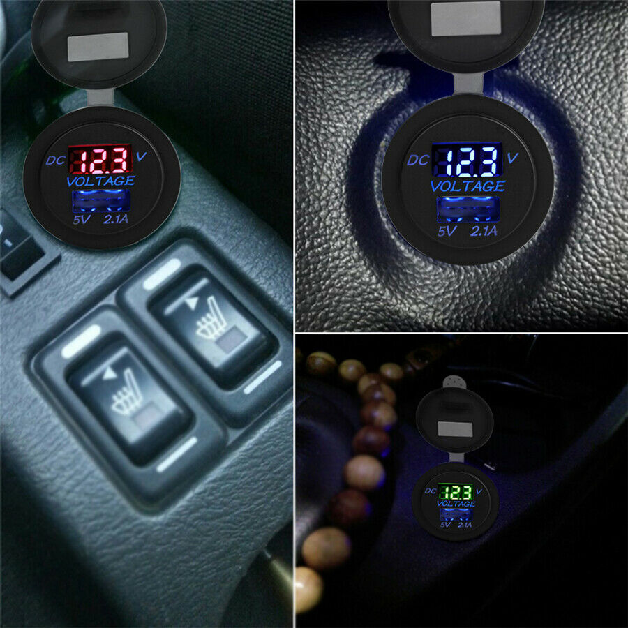 Car charger Socket 2.1A USB Port Charger Power Outlet LED light digital Voltage