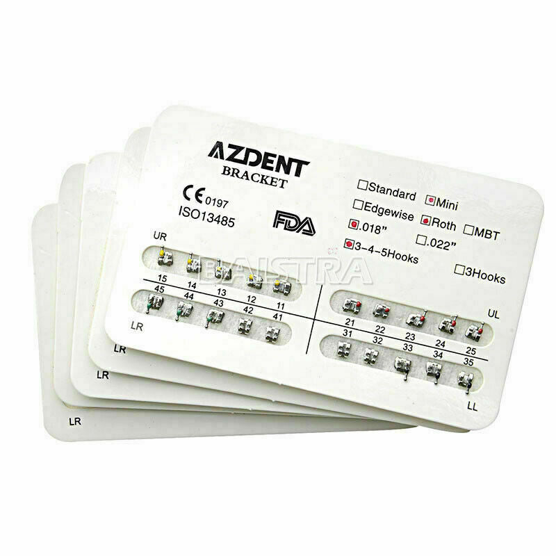 50 Packs AZDENT Dental Orthodontic Brackets Braces Mini Roth 018 Hooks 3-4-5