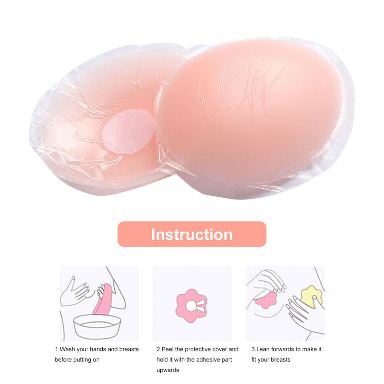 Women Silicone Nipple Covers Flesh-Color Reusable Adhesive Invisible Pasties Bra