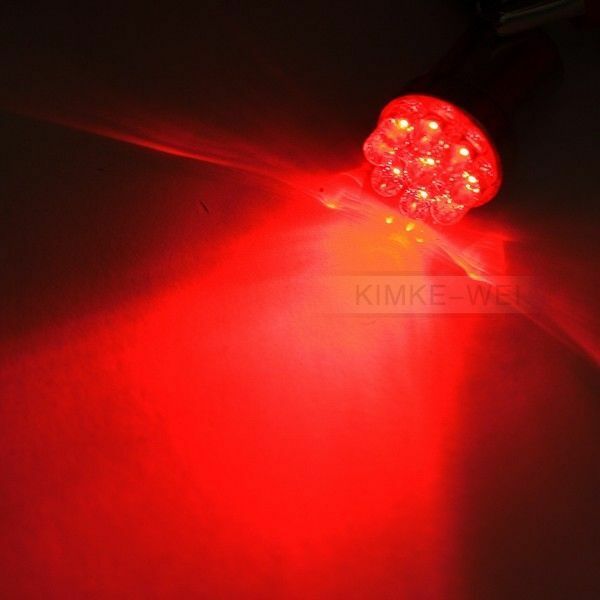 2 x Red 9-LED Brake Rear No. Plate Light Bulb T18 BA15S