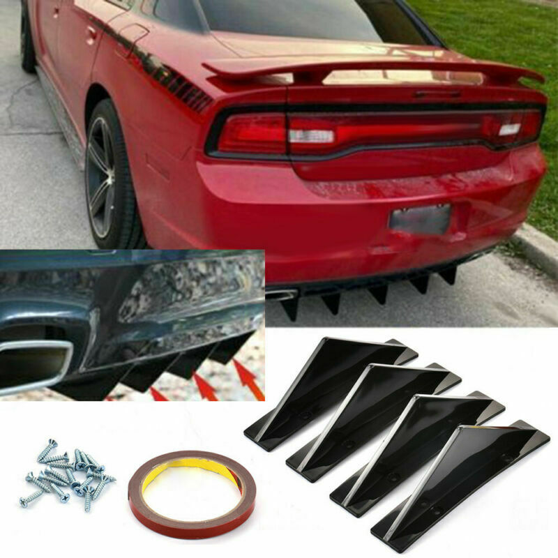 Universal Rear Bumper Diffuser Spoiler Lip Splitter Shark Fin Trim Covers 4x USA