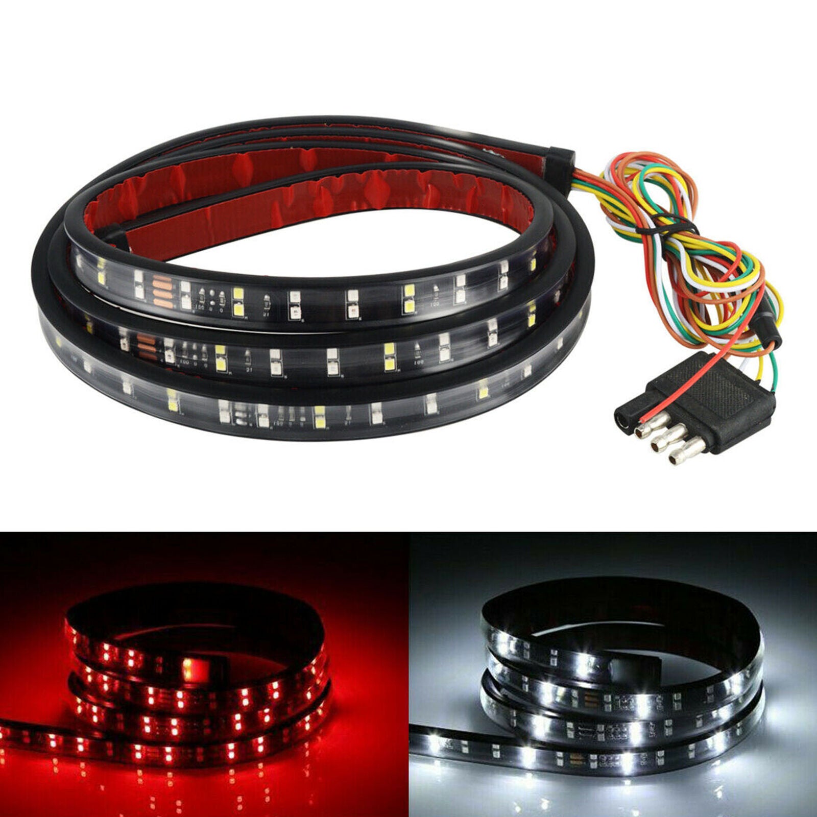 60" 2-Row LED Truck Tailgate Light Bar Brake Reverse Turn Signal Stop Tail Strip