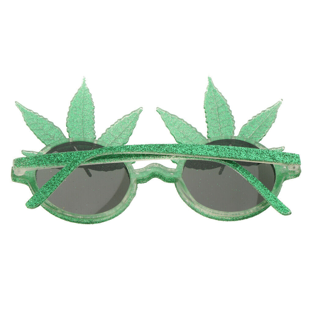 Novelty Glitter Green Maple Leaf