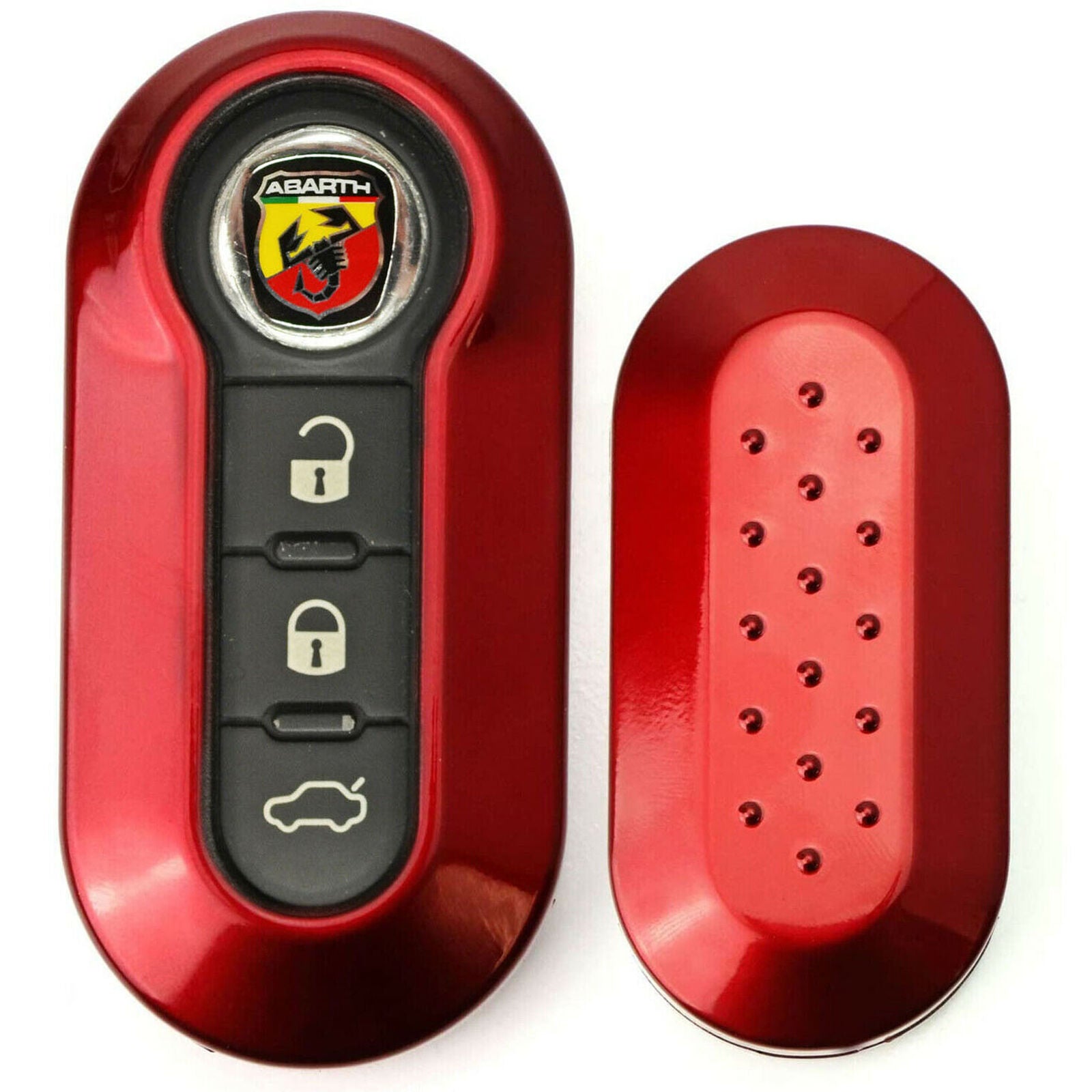 Gloss Red Key Fob Shell Cover For FIAT 500 500L 500X Abarth 3-Button Folding Key