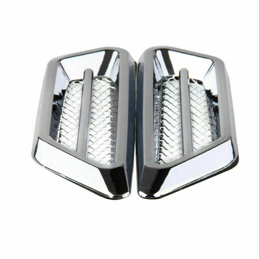 Pair Chrome Grille Car Air Flow Vent Fender Side Decoration Stickers Universal