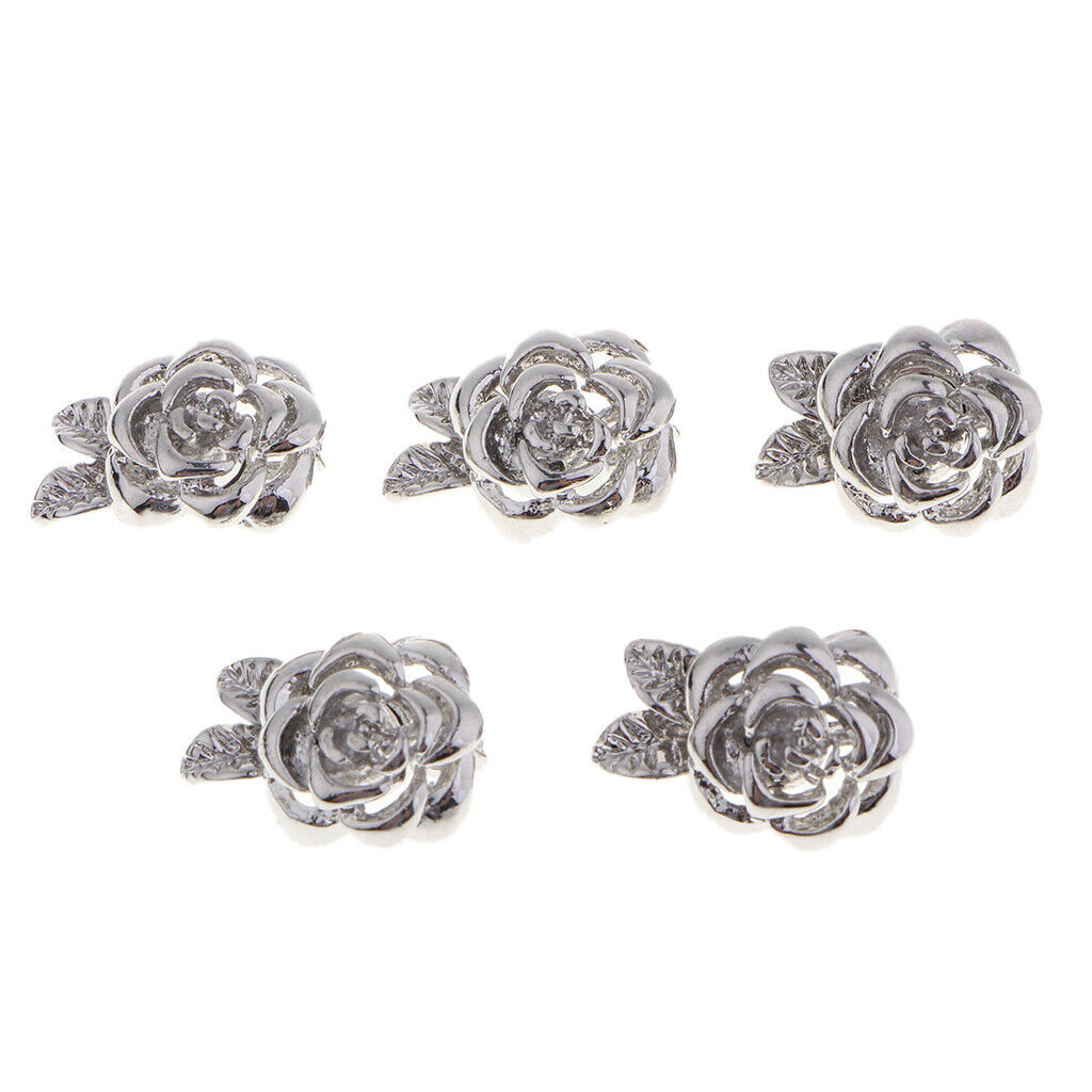 5Pack Rose Flower Magnetic Clasps DIY Hooks End Jewelry Making 2x1.3cm