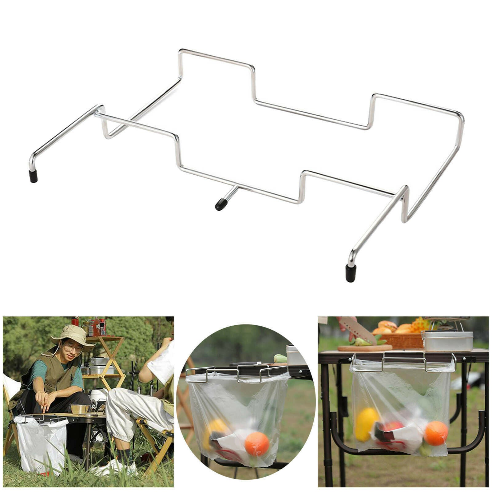 Non-slip Trash Bag Holder Hanging Rack Kitchen Picnic Desk Frame Hanger