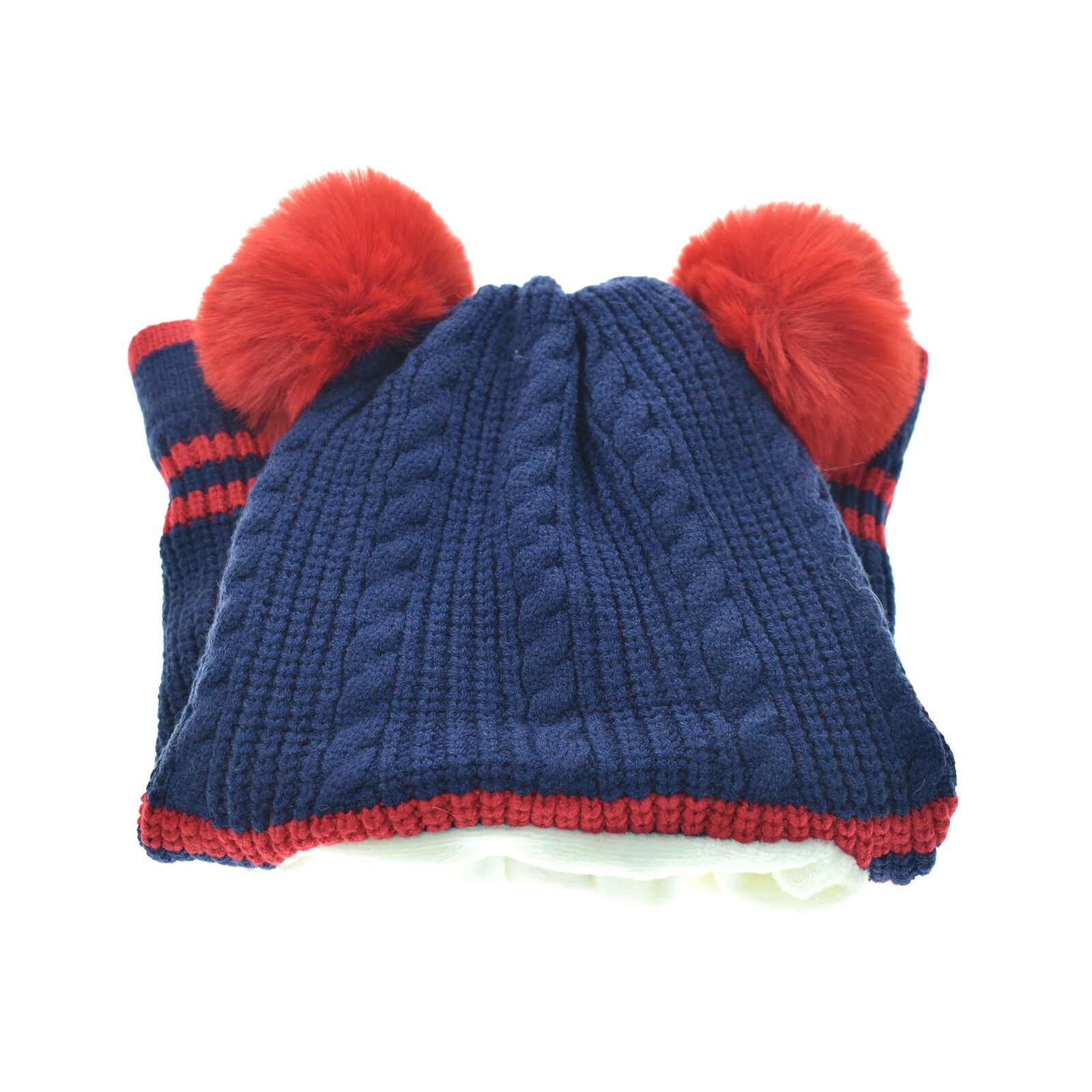 Winter Warm Crochet Knit Beanie Cap Pom Hat Scarf For Toddler Kids Baby Girl Boy