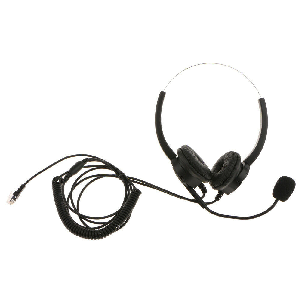 Hands-free Binaural Headset for Noise Suppression with RJ9 Plug And Microphone
