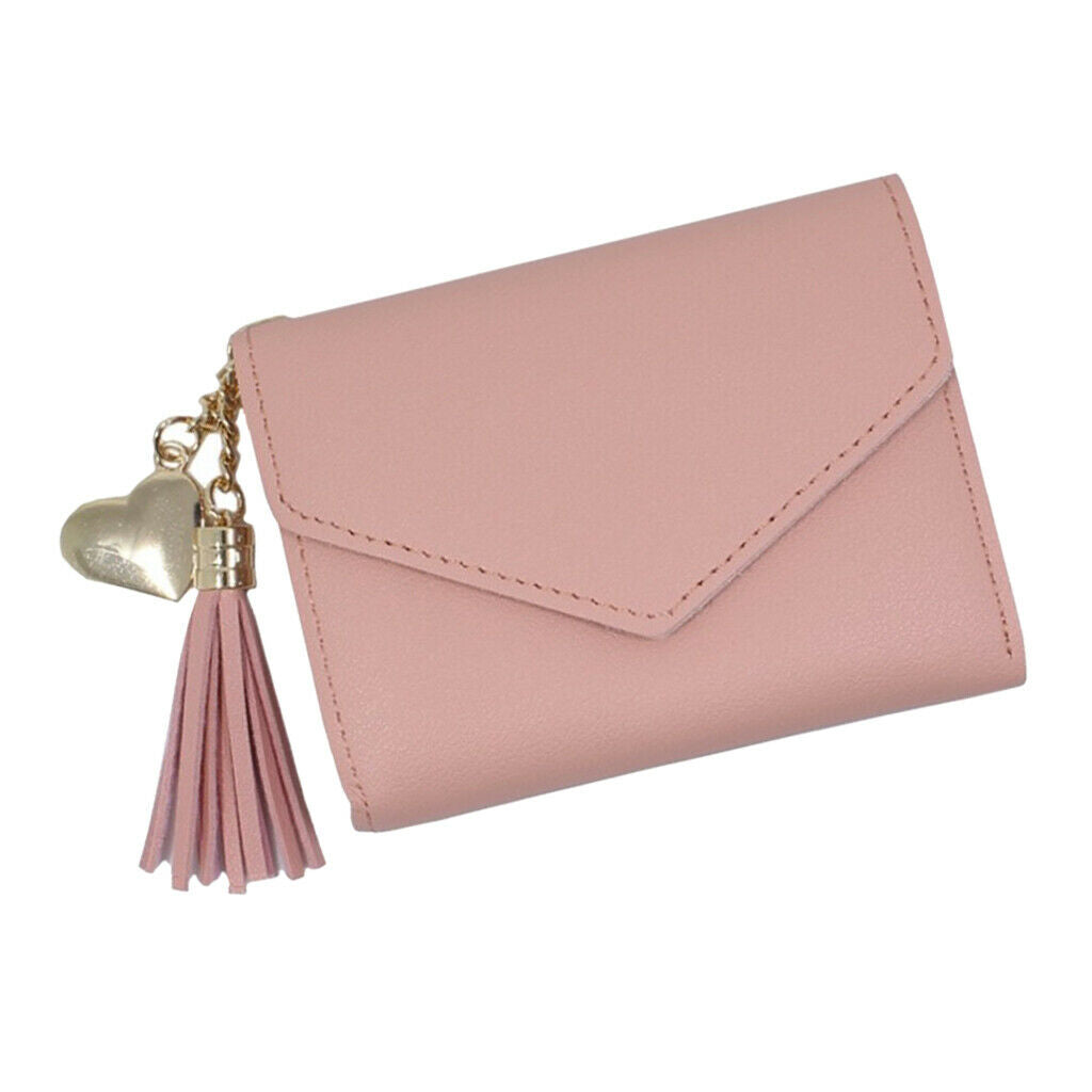 Womens Fashion Trifold Wallet Leather Coins Multi Card Wallet Light Pink