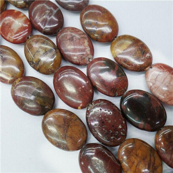 1 Strand 18x13x6mm Natural Picasso Jasper Oval Spacer Loose Beads 15.5" HH8943