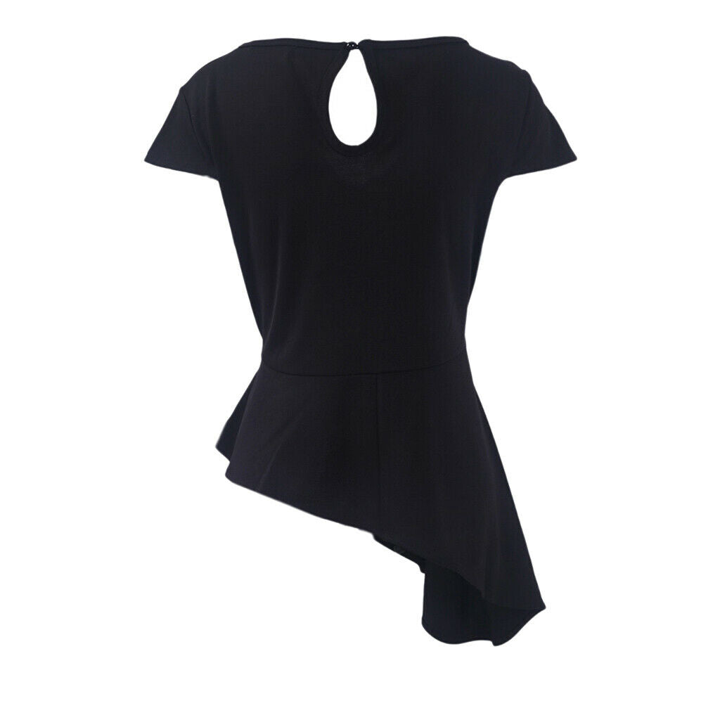 Women Black V-neck Asymmetric Swing T-shirt Summer Tunic Tops Plus Size 4XL