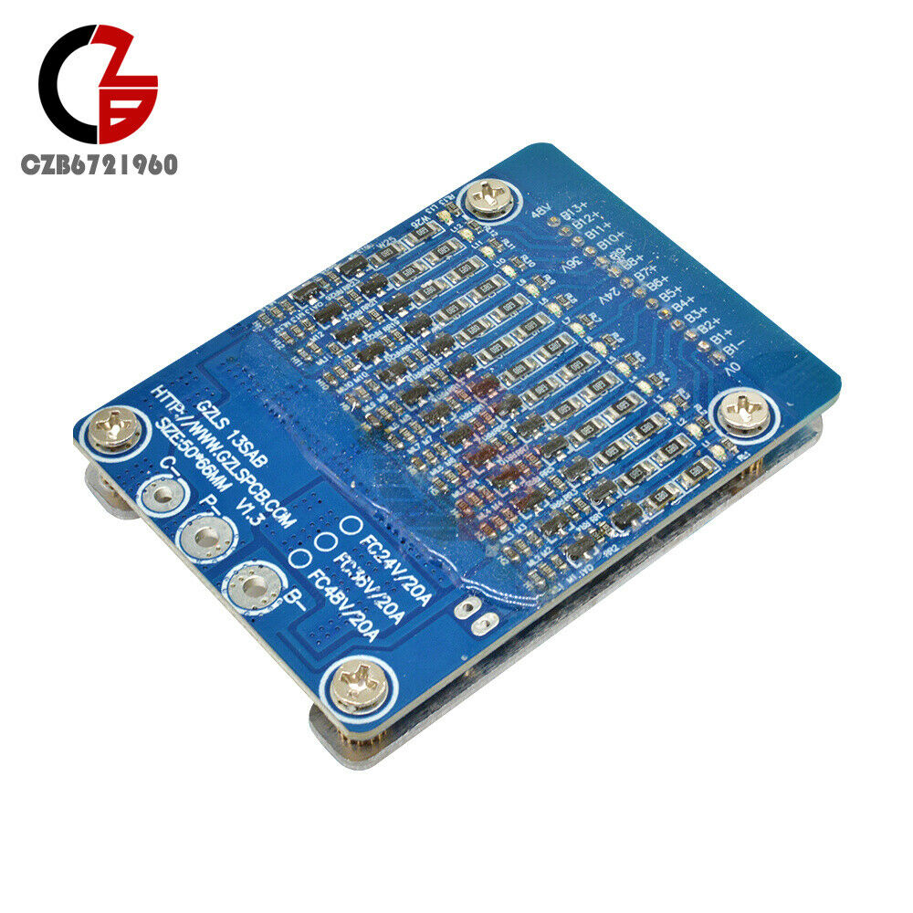 48V 13S 18650 Lithium Li-ion Cell Battery Protection BMS PCB Balance Board 20A