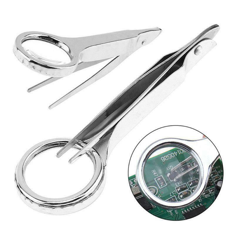 10X Handheld Magnifying Glass Portable Magnifier with Precision Tweezers Loupe