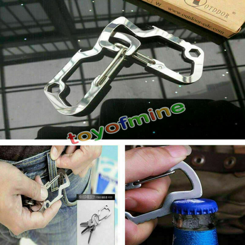 Carabiner Cap Lifter Hex Driver Bottle Opener Keychain Multi Tool