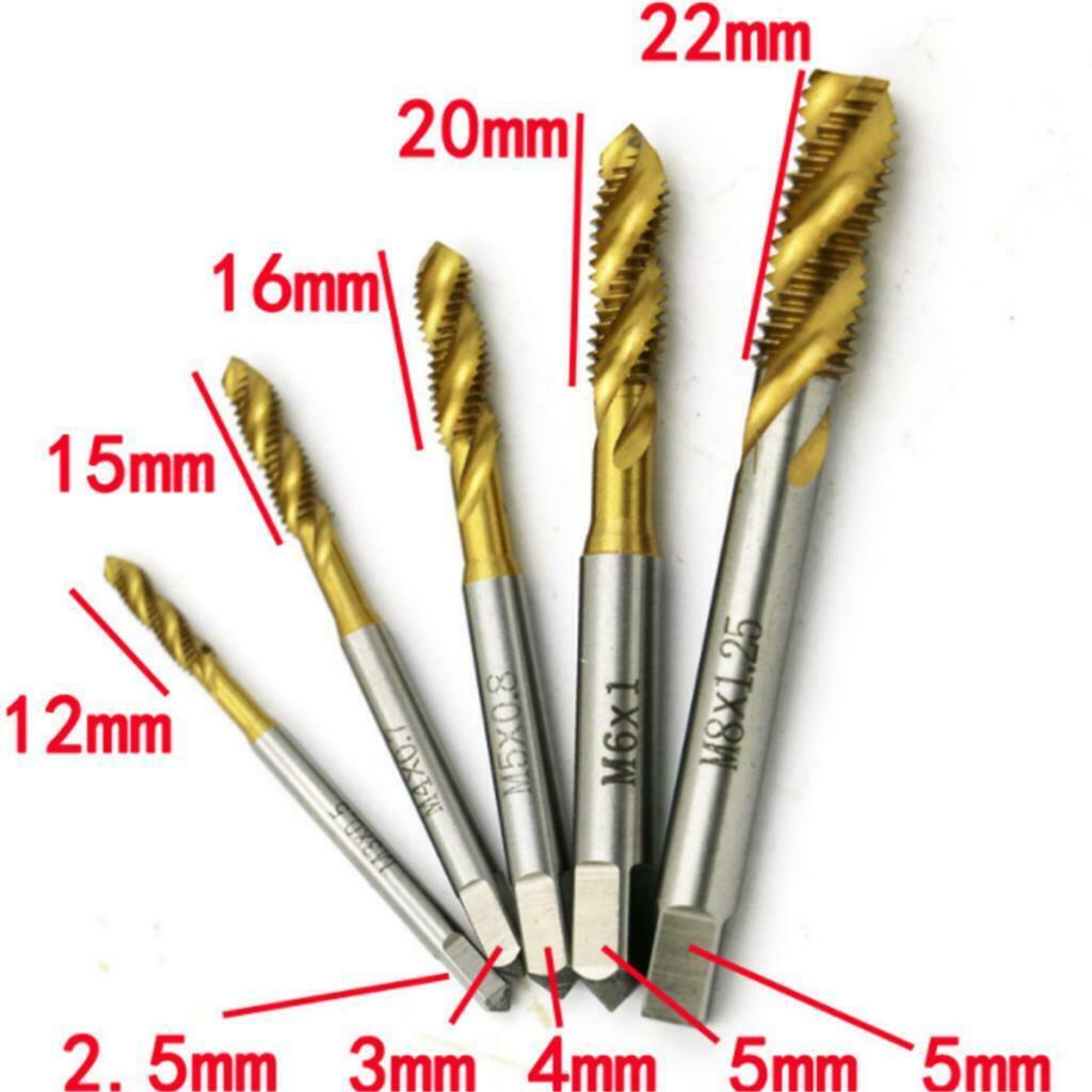 5 Pieces 6542 High Speed Metal M3 M4 M5 M6 M8 Hand Screw Thread Tap Set
