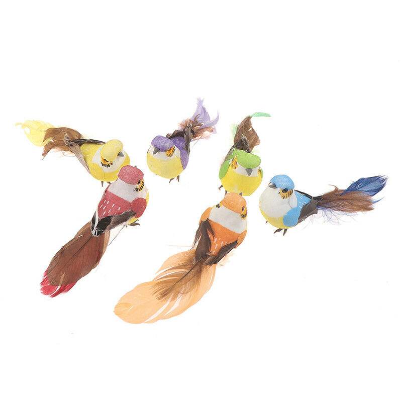 2pcs Foam Feather Artificial Birds Vividly Sparrow Garden Emulation Decor.l8