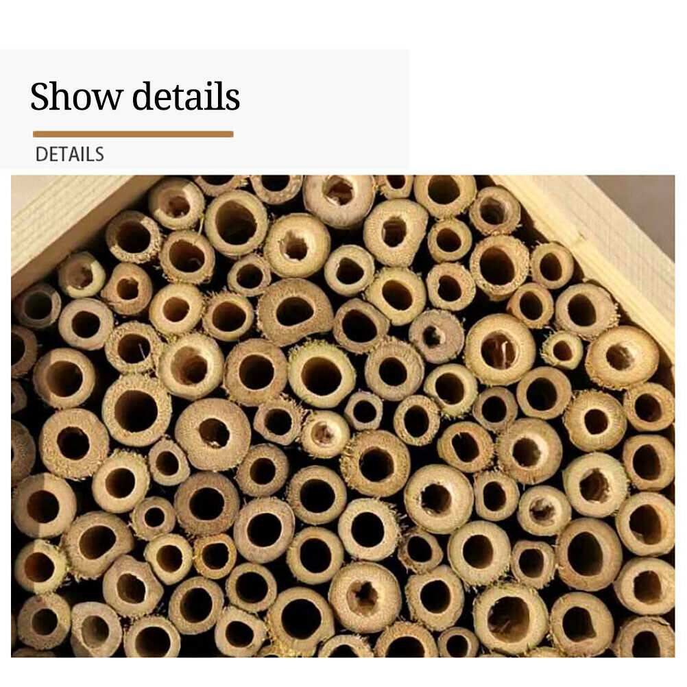 1Pcs Wooden Bee House Set Tube Beekeeping Box Bees Nesting Box Garden Insect Box