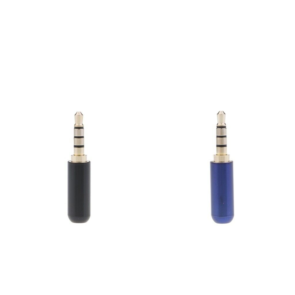 2Pcs 3.5mm 4 Pole Male Soldering Repair Headphone Audio Jack Plug NEW