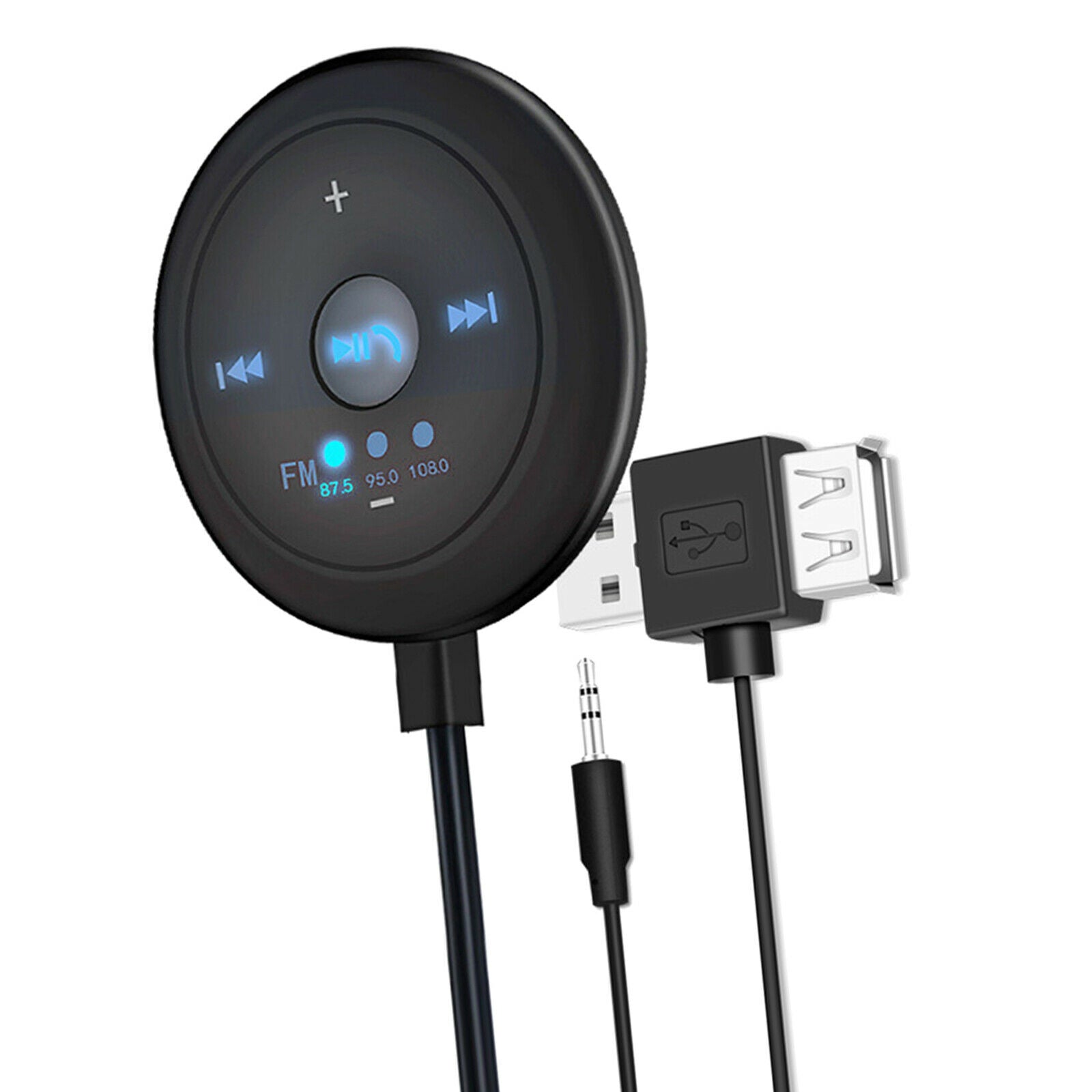 Universal 2 in 1 Car AUX FM Audio Bluetooth V5.0 Transmitter Dock for Phone