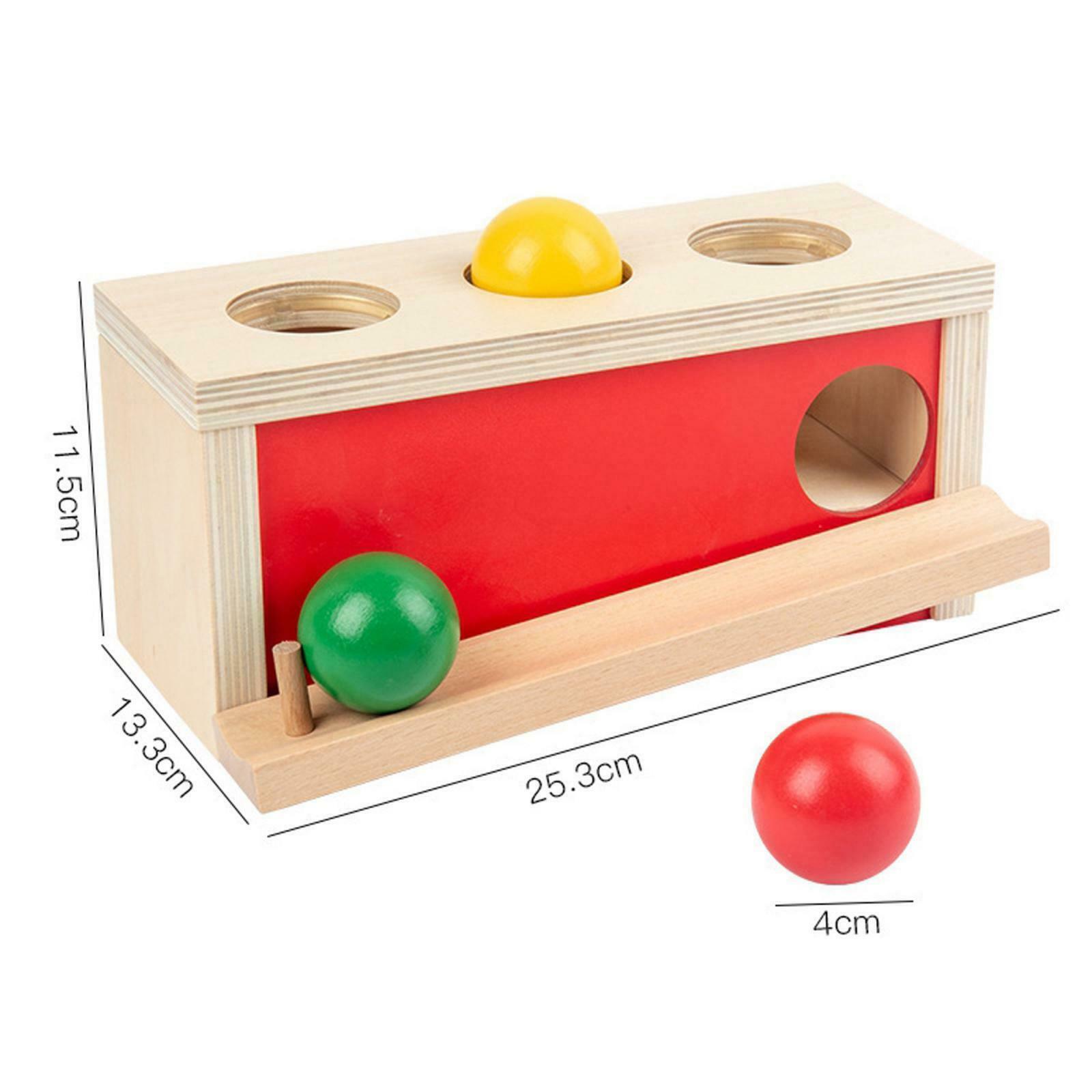 Tri-Colored Wooden Press Ball Developmental Fun Training Toys Birthday Gift