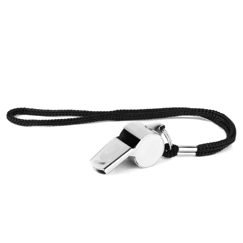 5x METAL Football/Soccer/Basketball REFEREE Sport Whistle w/ Free BLK LANDYARD