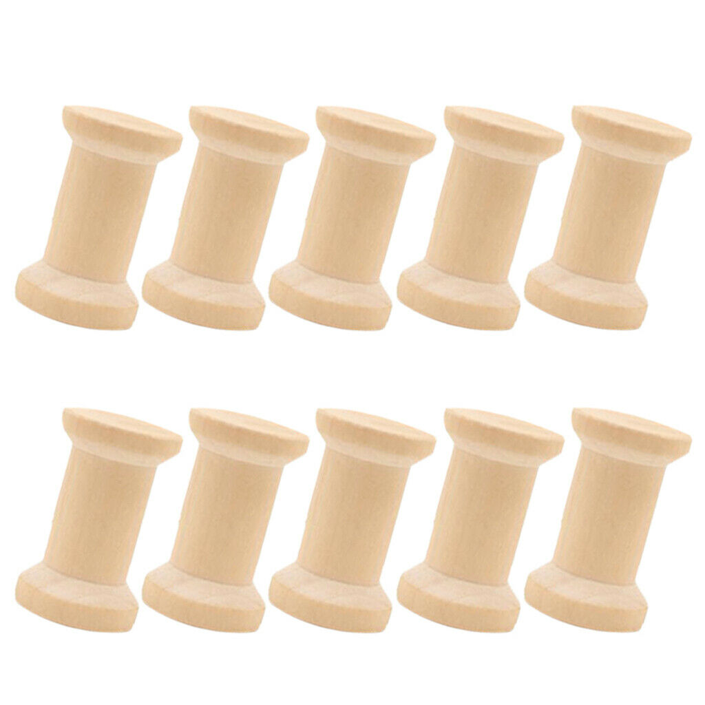 10 Pieces/Pack Wood Spools Unfinished for Crafts Painting 3.3*2cm