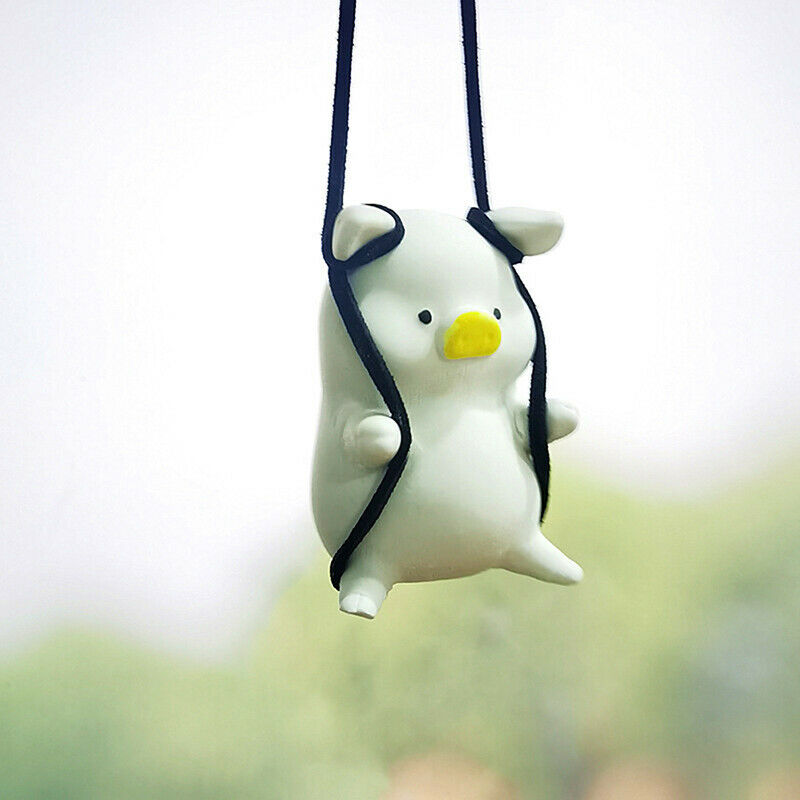 Car Pendant Cute Anime Little Pig Swing Auto Rearview Mirror Hanging Orname DF