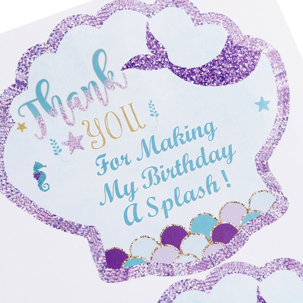 40pcs Mermaid Seal Stickers Thank You Sea Shell Labels DIY Baking Gift Lab.l8