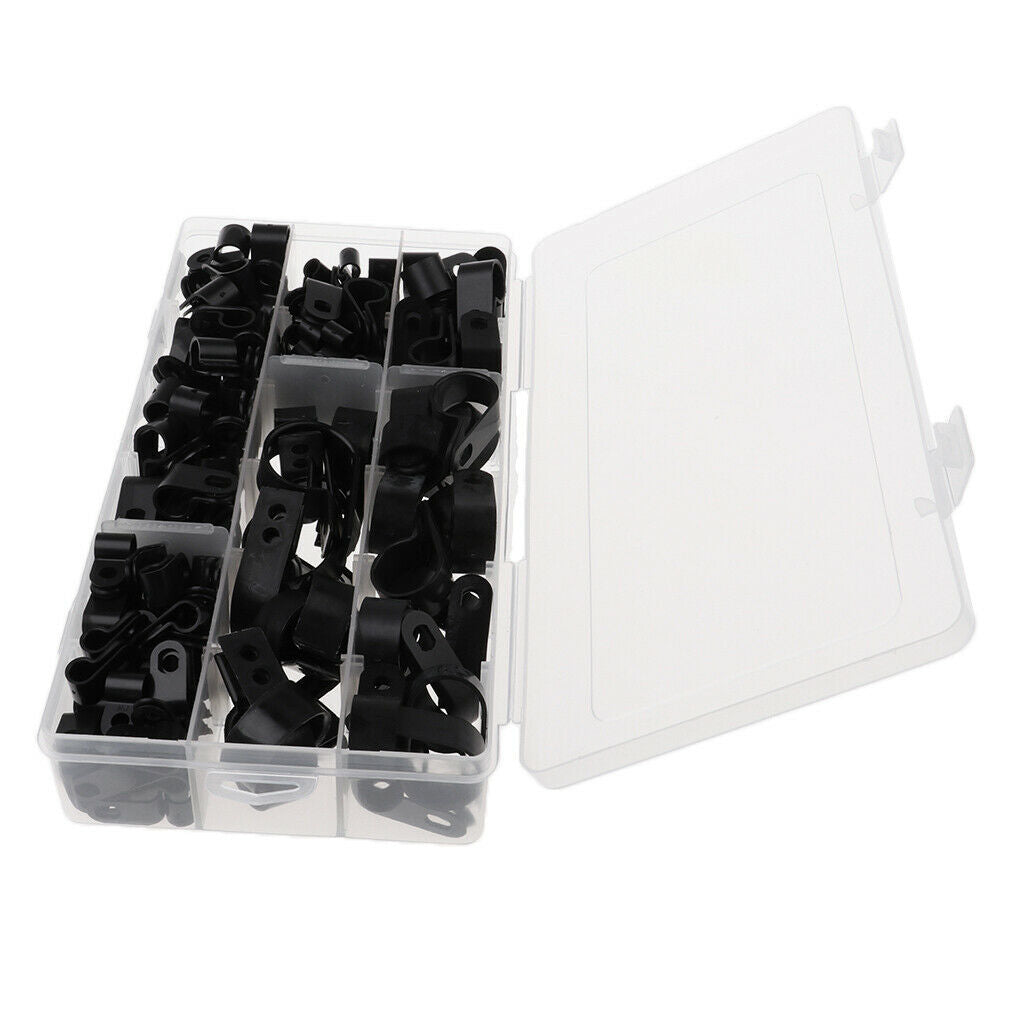 200 Pieces Nylon Screw Wire Clips R-type Cable Clamp Fasteners Tubing Clips