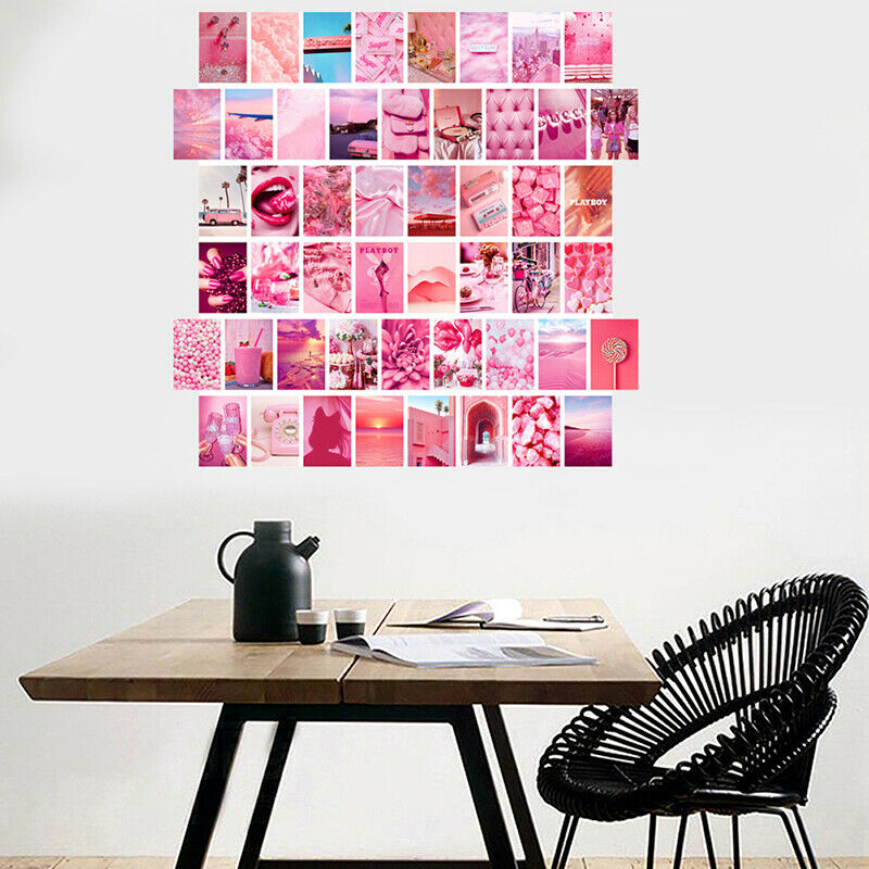 50Pcs Double-sided Printing Girl Pink Wall Collage Dorm Decor Wall Art Pos TH