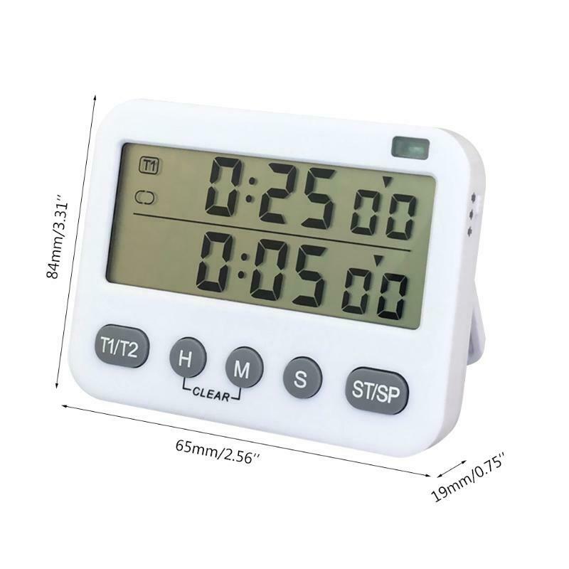 Magnetic Countdown Timer w/ Seconds Dual Digital Timer LCD Big Digits