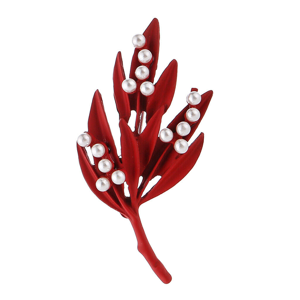 Fashion Women Leaf Brooch Breastpin Corsage for Party Proms Red