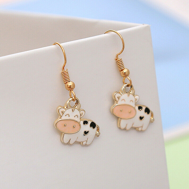 Fashion Cow Earrings Drop Dangle Jewelry Farm Animal Party Accessories Gifts Lt