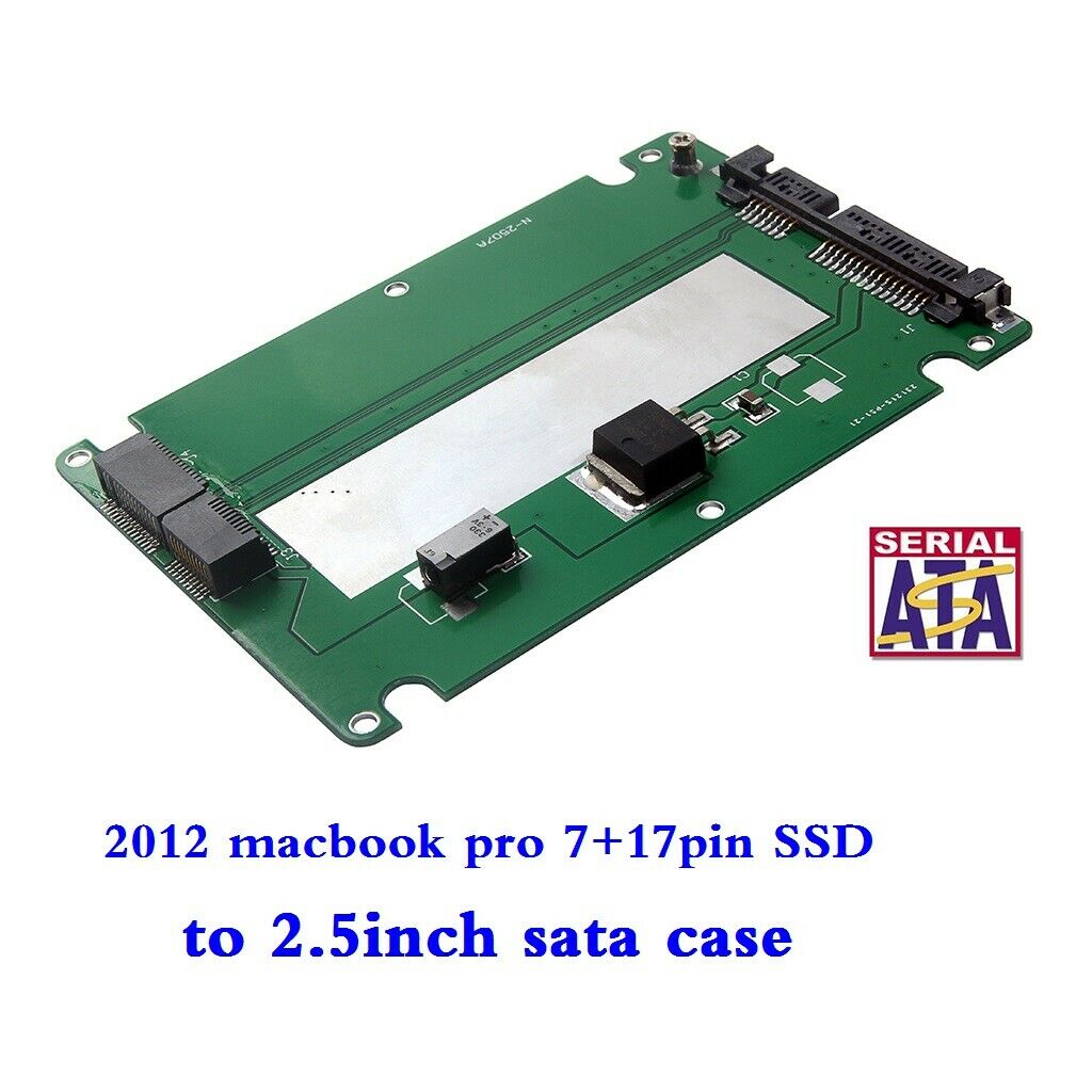 2.5" SATA 22pin to Macbook 2012 Retina Pro A1425 A1398 MC975 17+7pin SSD Case