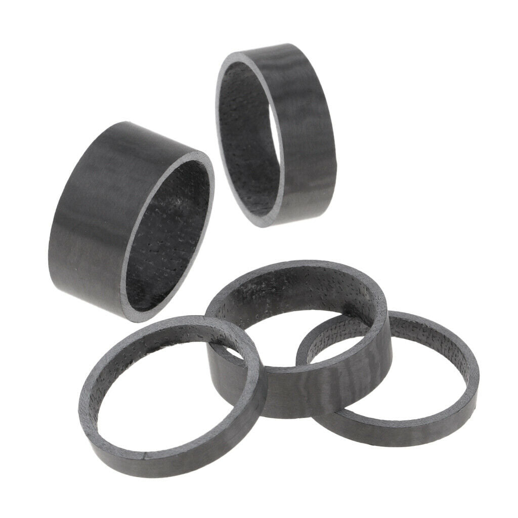 5Pcs/Set Carbon Fiber Bicycle Spacers 5/10/15mm Ultralight Headset Head Part