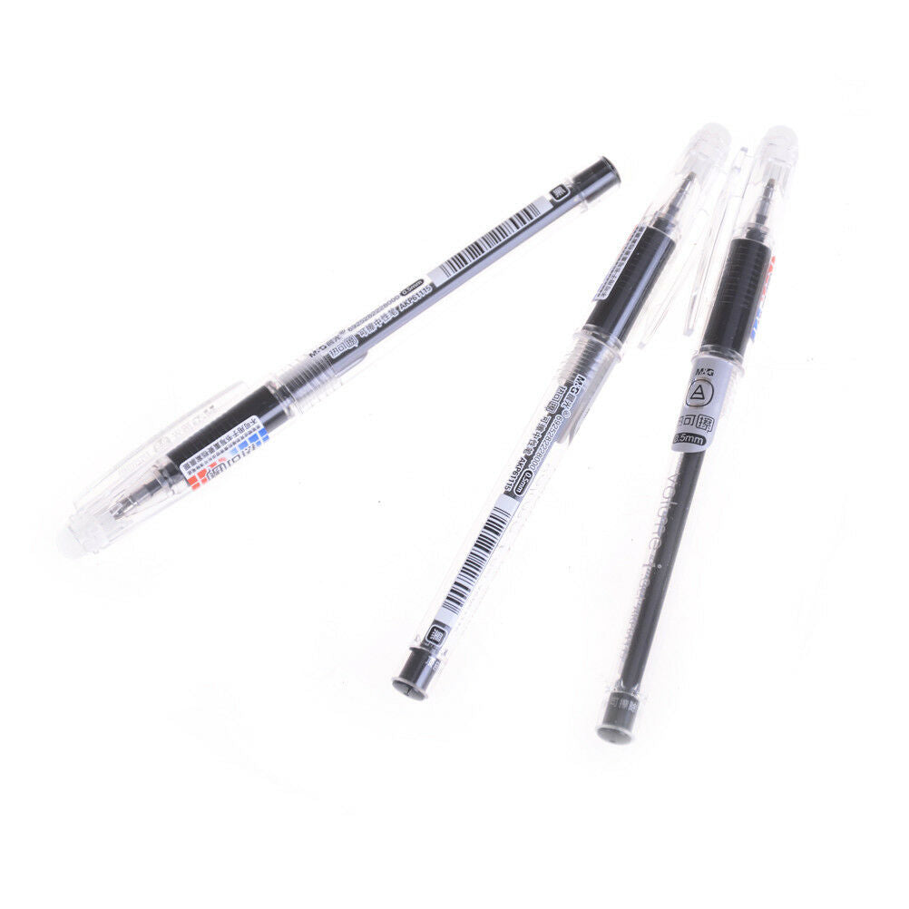 3pcs Stationery 0.5mm Tip Black Eraser Ink Erasable Gel Pen OfficeSchoolSupN Tt