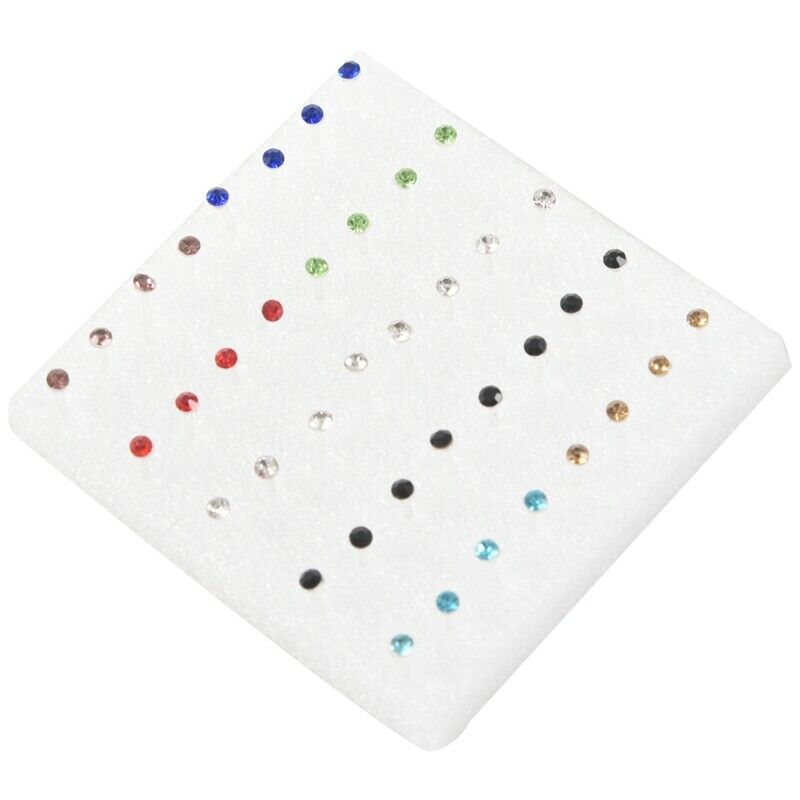 20 Pairs Colorful Faux Rhinestone Decor Plastic Ear Studs Ears D5L6L6