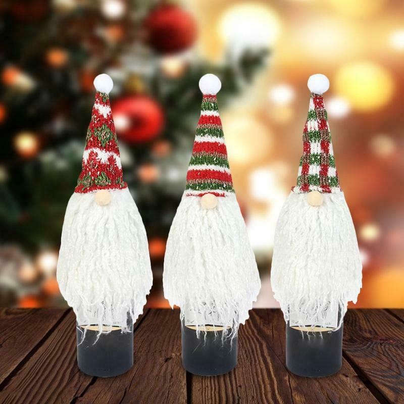 6pcs Christmas Gnome Wine Bottle Cover Handmade Swedish Gnome Wine Bottle Topper