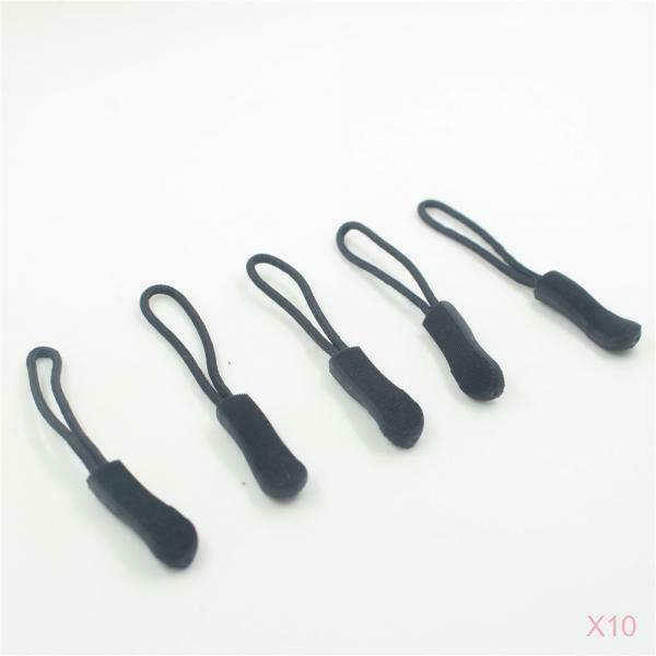 100Pcs Outdoor Zipper Pull Slider Cord Rope Puller Ends Lock Buckle Black