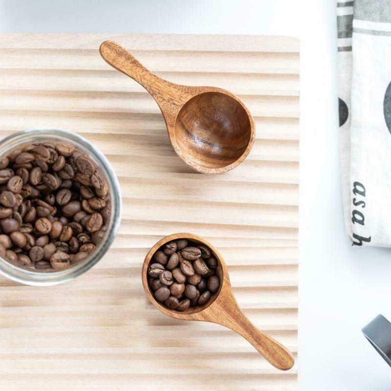 Round Coffee Scoop Wooden Measuring Spoon Measure Tea Scoops Water Ladle Coffee